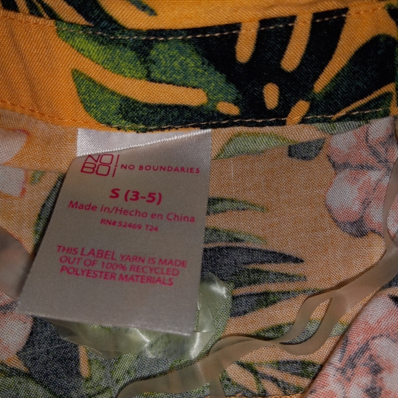 No Boundaries (2 pc) size 3-5 Coral Orange Hawaiian shirt with halter top nwot - Picture 4 of 4